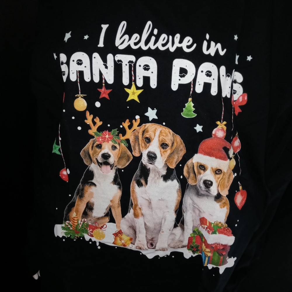 💜Believe In Santa Paws💜 Women's Printed T-Shirt - Picture 3 of 6